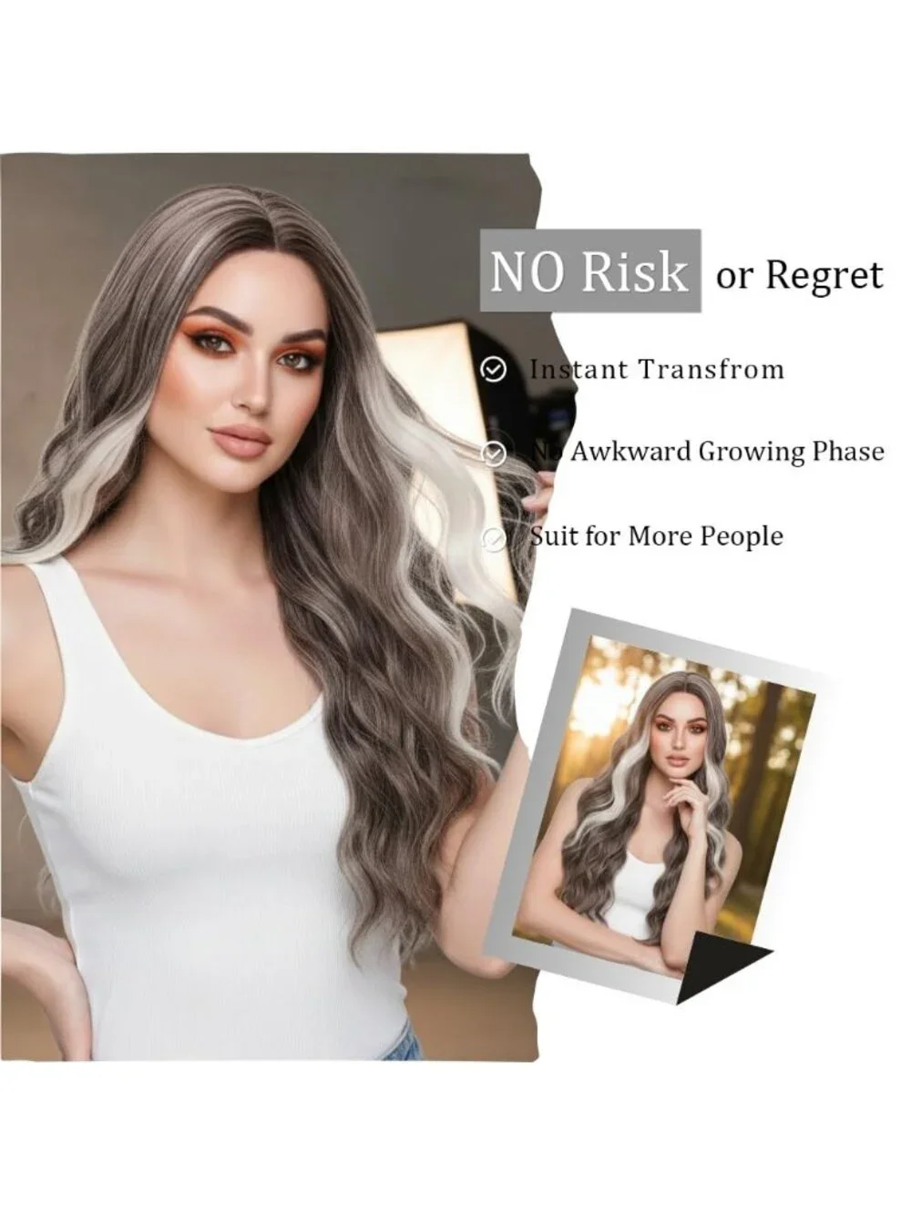 Women's Ash Brown Blonde 26 Inch Charming Middle Part Heat Resistant Fiber Wigs